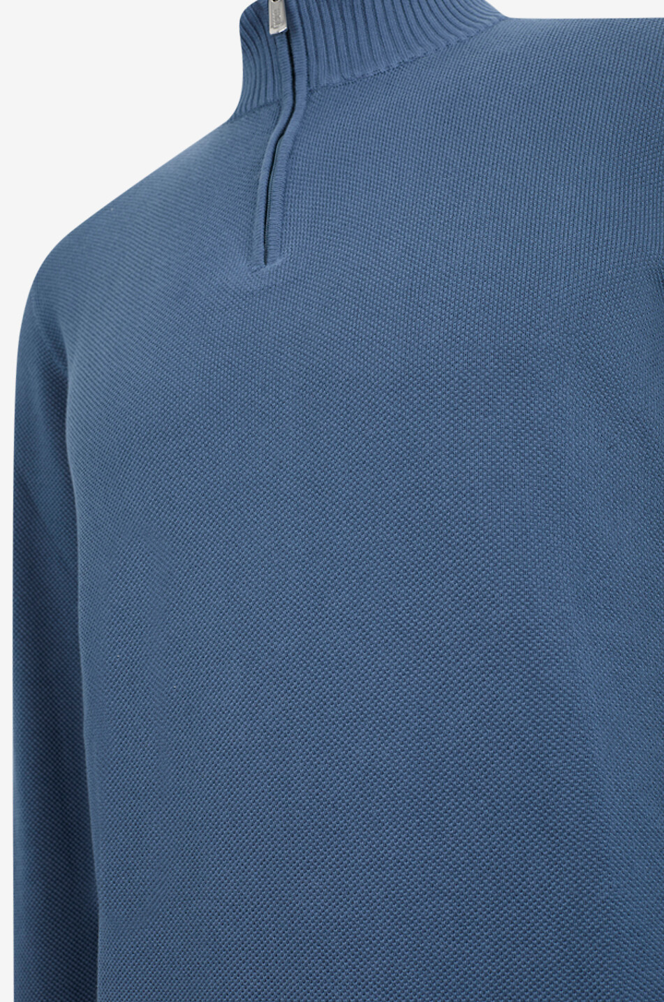 FEDELI Favonio Bahamas half-zip cotton jumper with stand-up collar Men MEDIUM BLUE 3