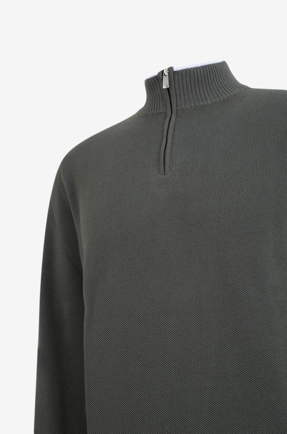 FEDELI Favonio Bahamas half-zip cotton jumper with stand-up collar Men DARK GREEN 3