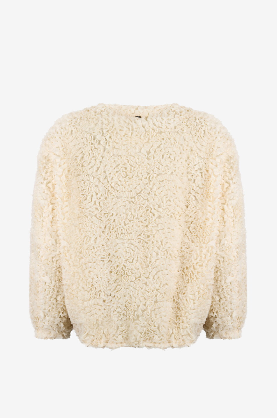 HERNO Lightweight short round-neck jacket with tulle embellishment Women EGGSHELL 2