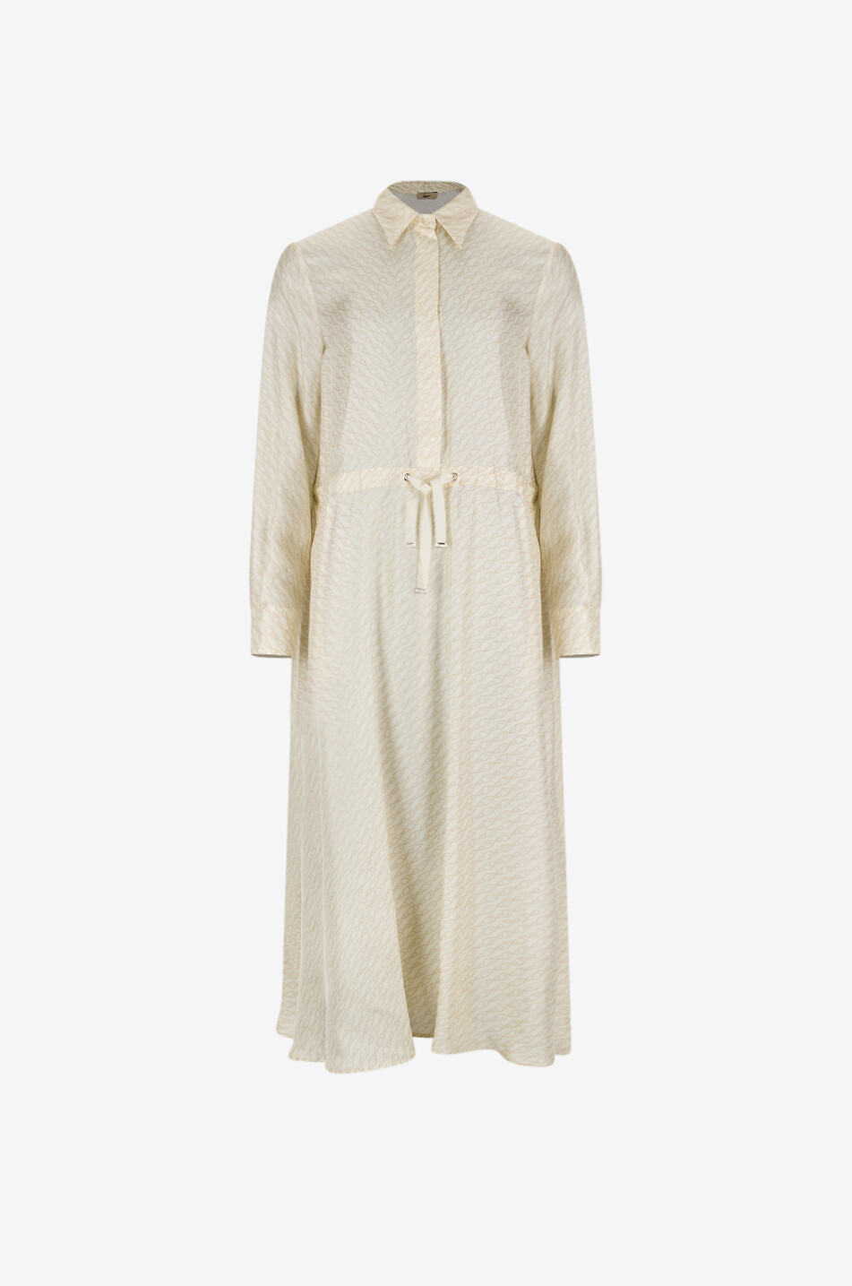 HERNO Robe chemise midi en soie imprimée chaînes Femme Beige clair 1