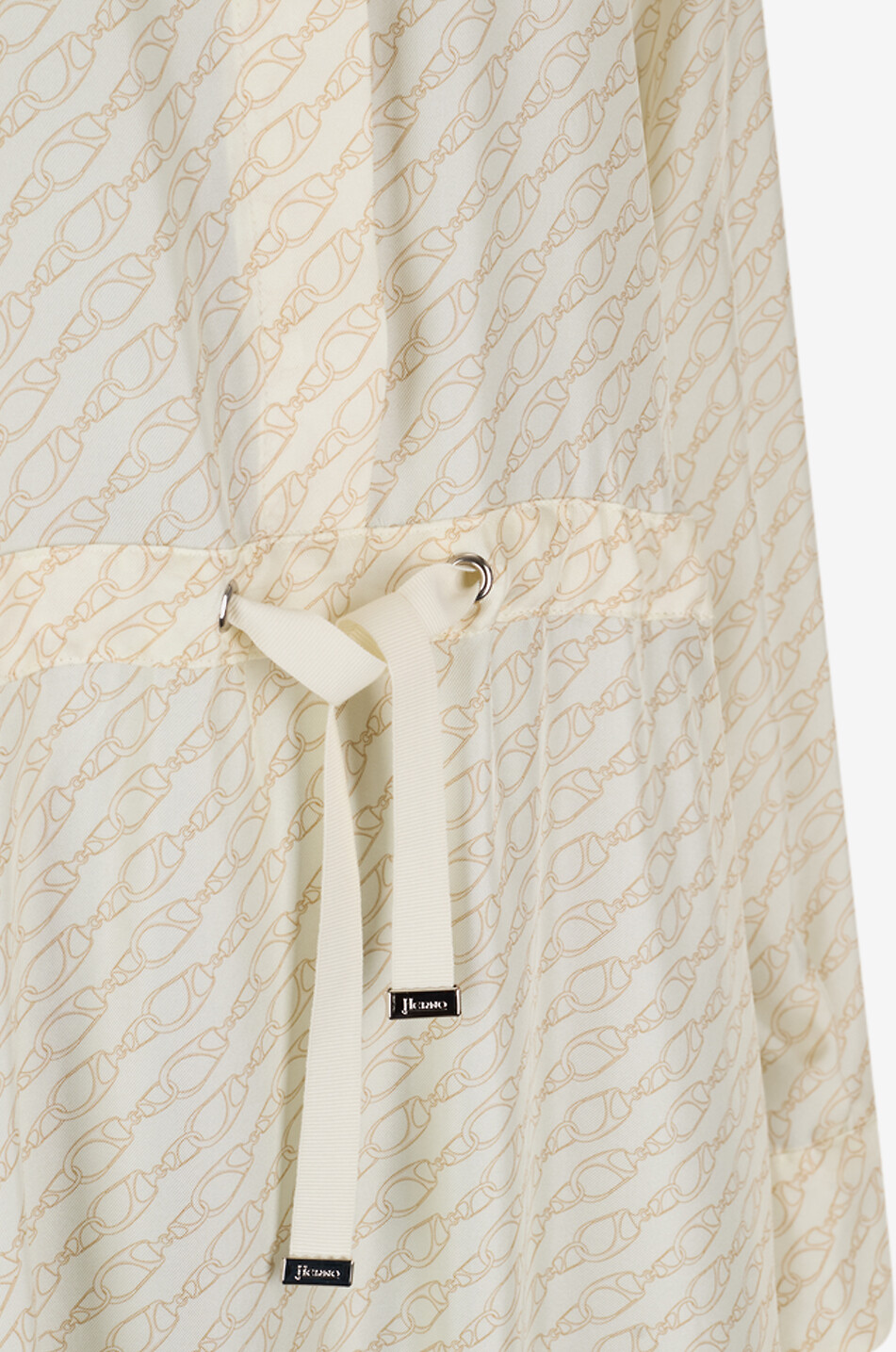 HERNO Robe chemise midi en soie imprimée chaînes Femme Beige clair 3
