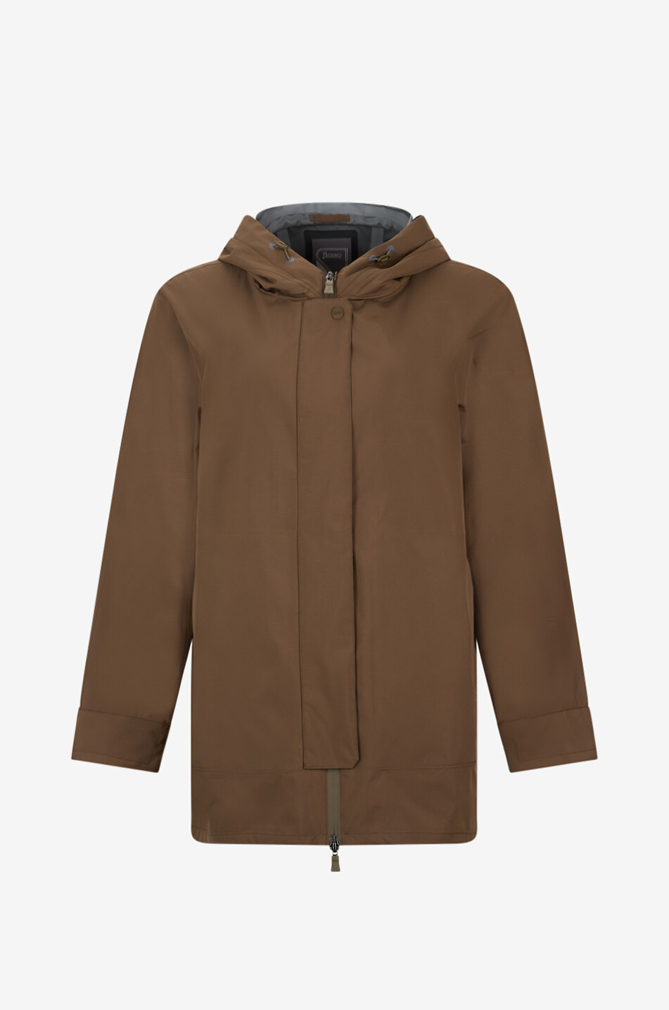 Kurze Parka mit Kapuze aus technischem Gewebe