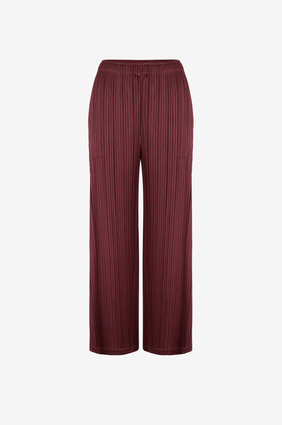 PLEATS PLEASE Straight-leg gaufré crêpe trousers Women DARK RED 1