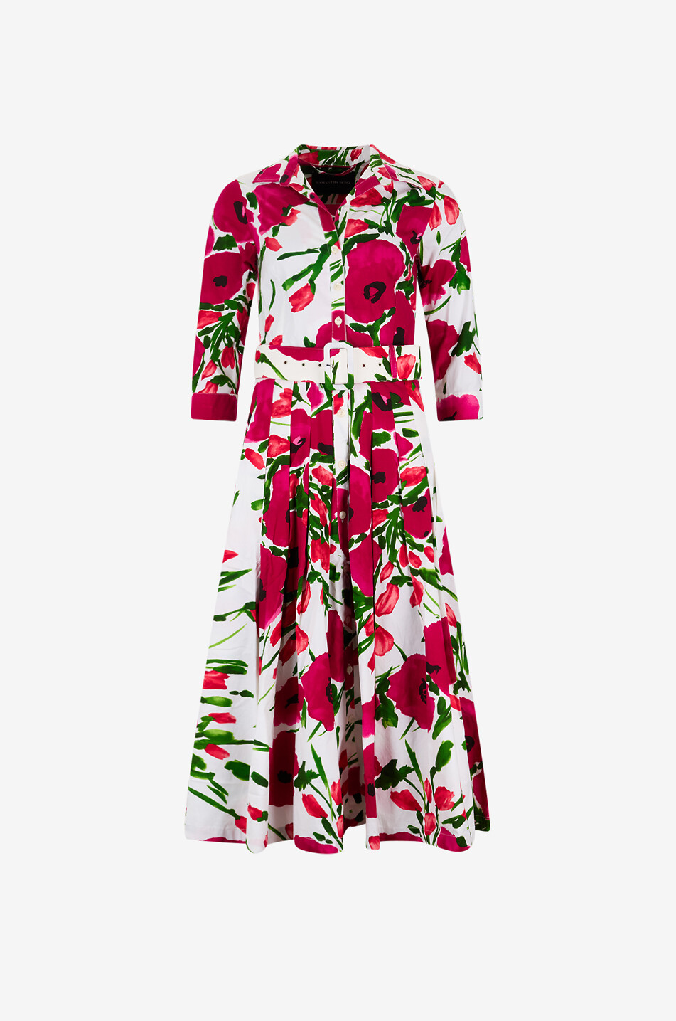 SAMANTHA SUNG Audrey Poppy cotton midi shirt dress Women PINK 1