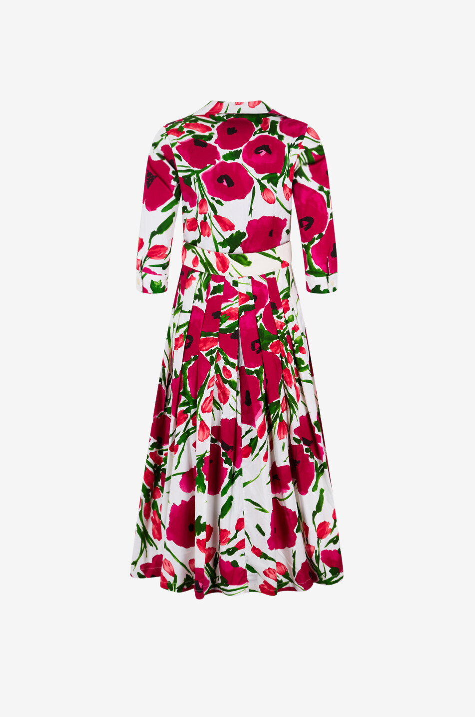 SAMANTHA SUNG Audrey Poppy cotton midi shirt dress Women PINK 2