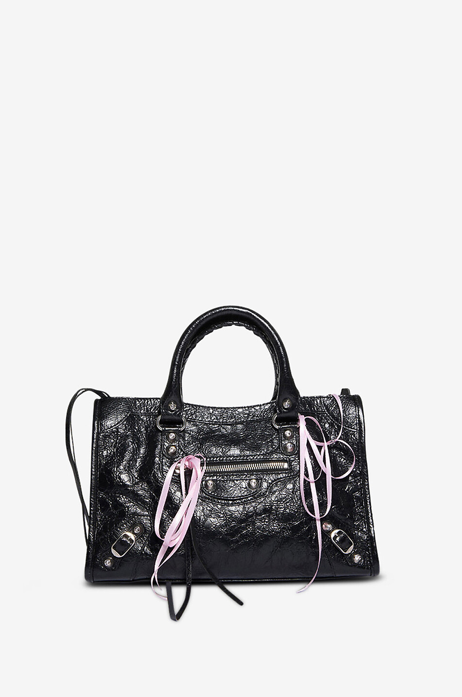 BALENCIAGA Sac à main en cuir effet froissé Le City S Femme NOIR 1