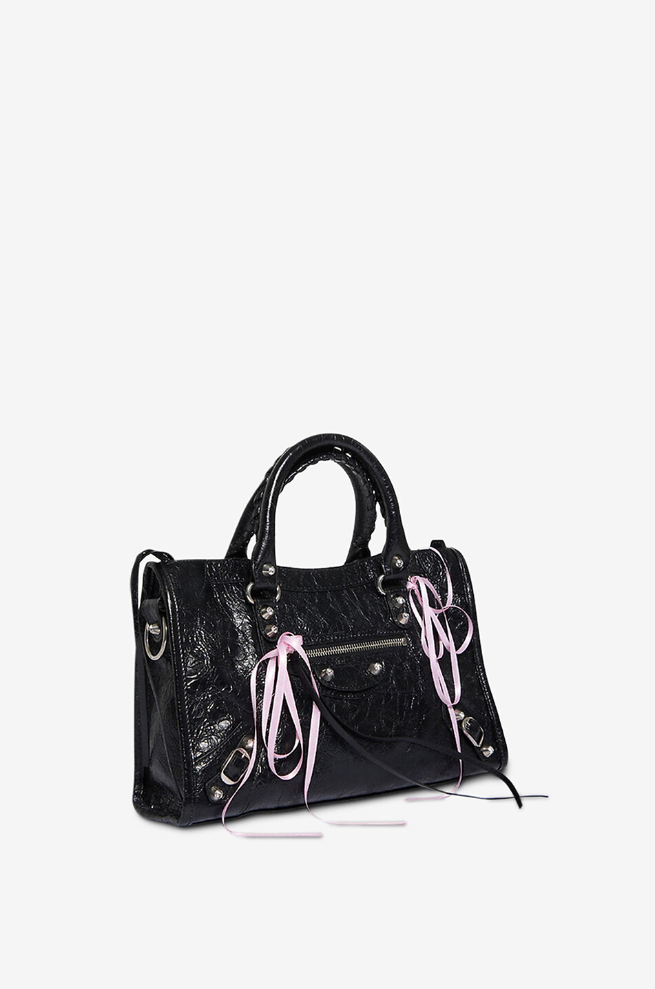 BALENCIAGA Sac à main en cuir effet froissé Le City S Femme NOIR 2