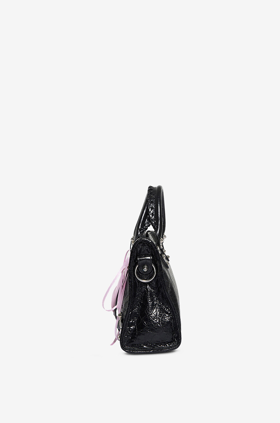 BALENCIAGA Sac à main en cuir effet froissé Le City S Femme NOIR 4