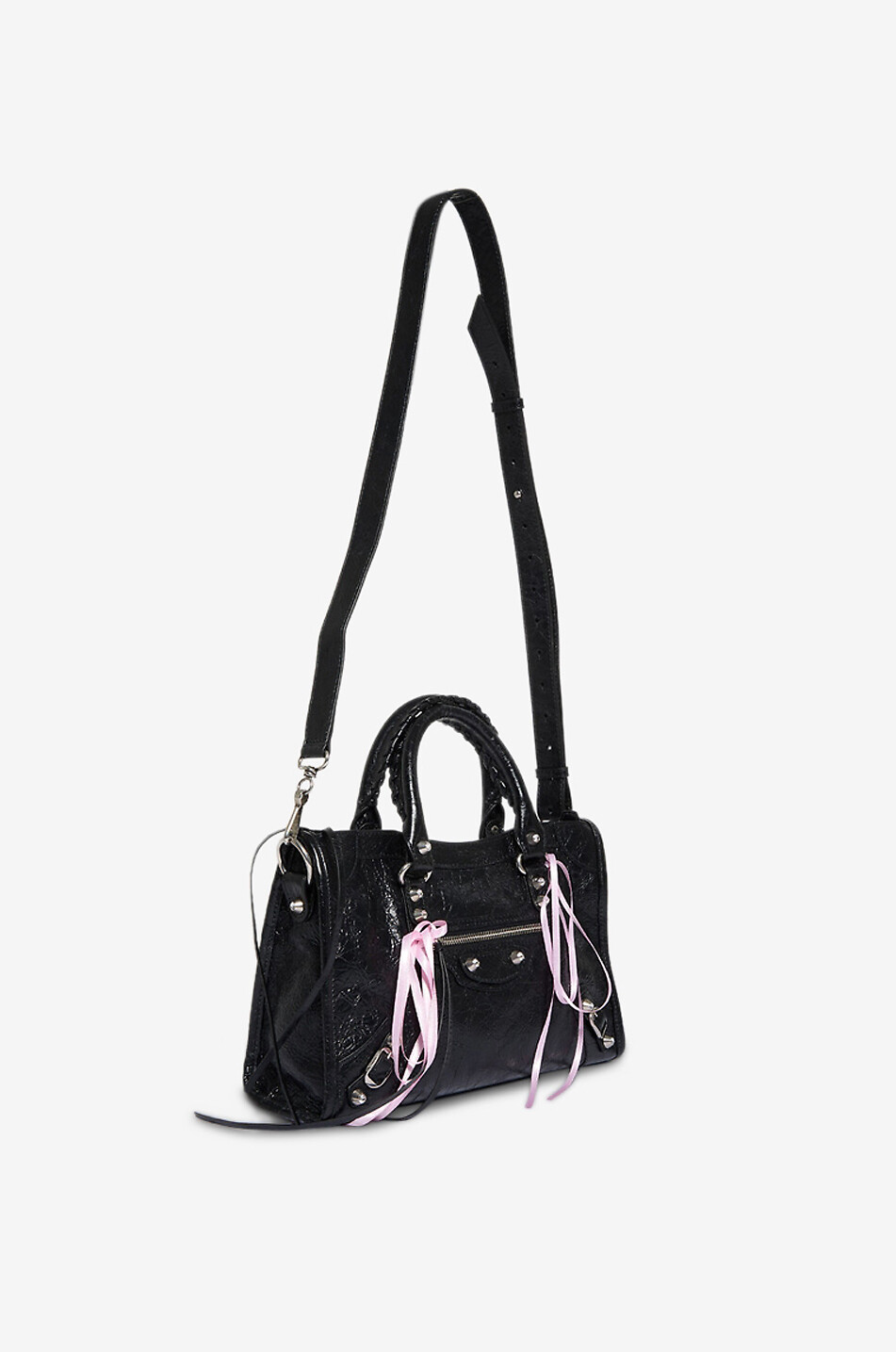 BALENCIAGA Sac à main en cuir effet froissé Le City S Femme NOIR 5