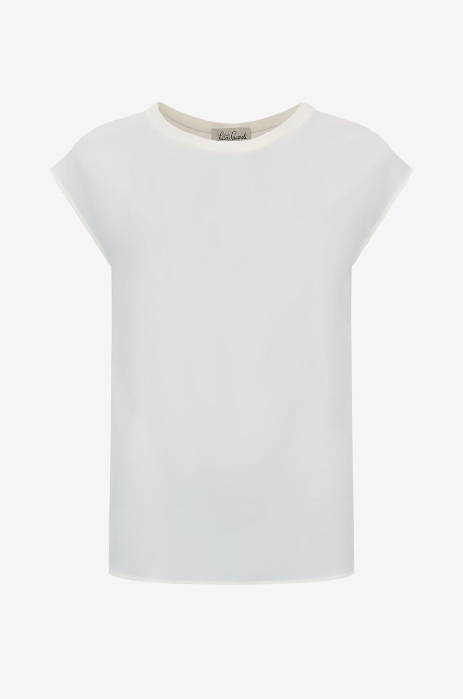 LUISA SPAGNOLI Battistero silk crepe round-neck t-shirt Women WHITE 1