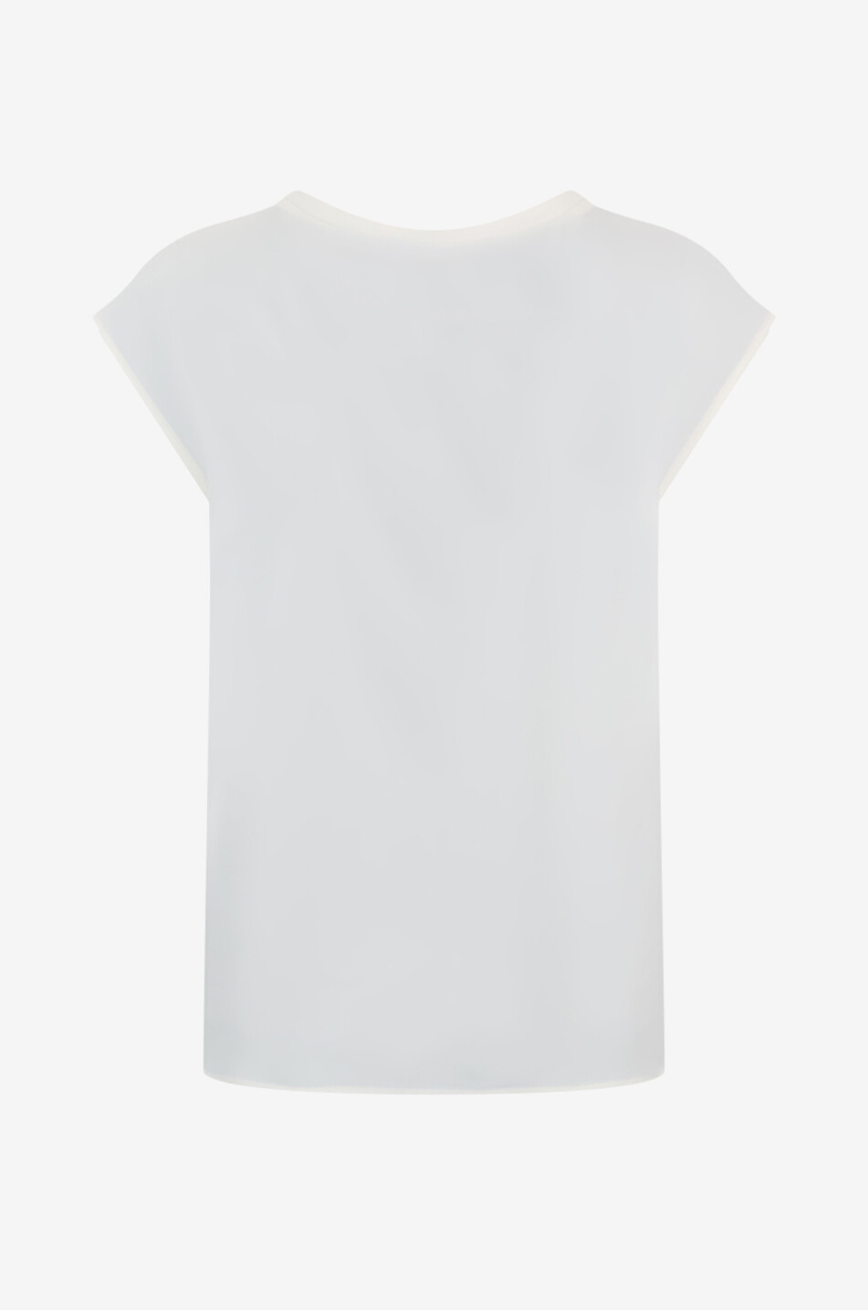 LUISA SPAGNOLI Battistero silk crepe round-neck t-shirt Women WHITE 2