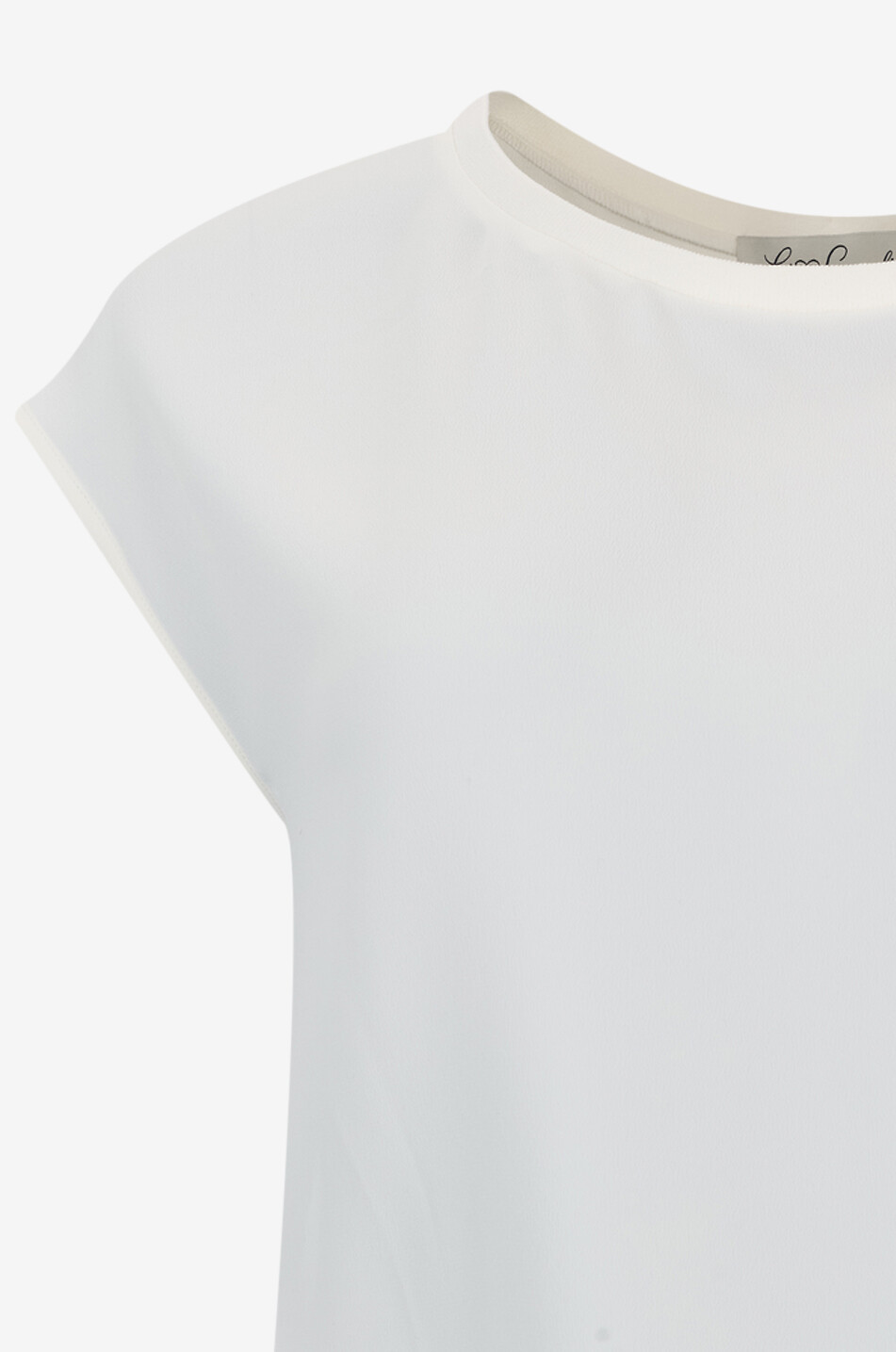 LUISA SPAGNOLI Battistero silk crepe round-neck t-shirt Women WHITE 4