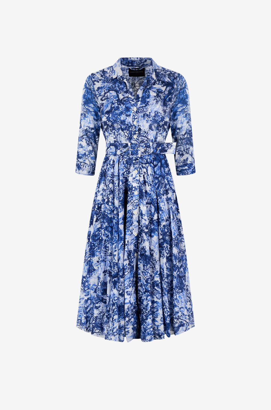 SAMANTHA SUNG Aster Musola Safari Toile de Jouy cotton flared midi shirt dress Women BLUE 1