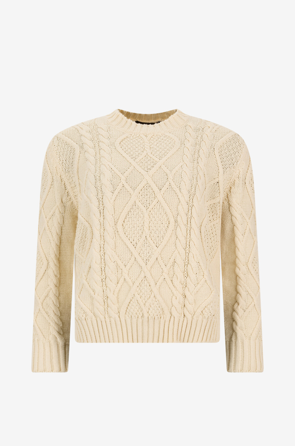WEEKEND MAX MARA Zopfstrickpullover aus Baumwolle mit Rundhals Tenore Damen Hellbeige 1