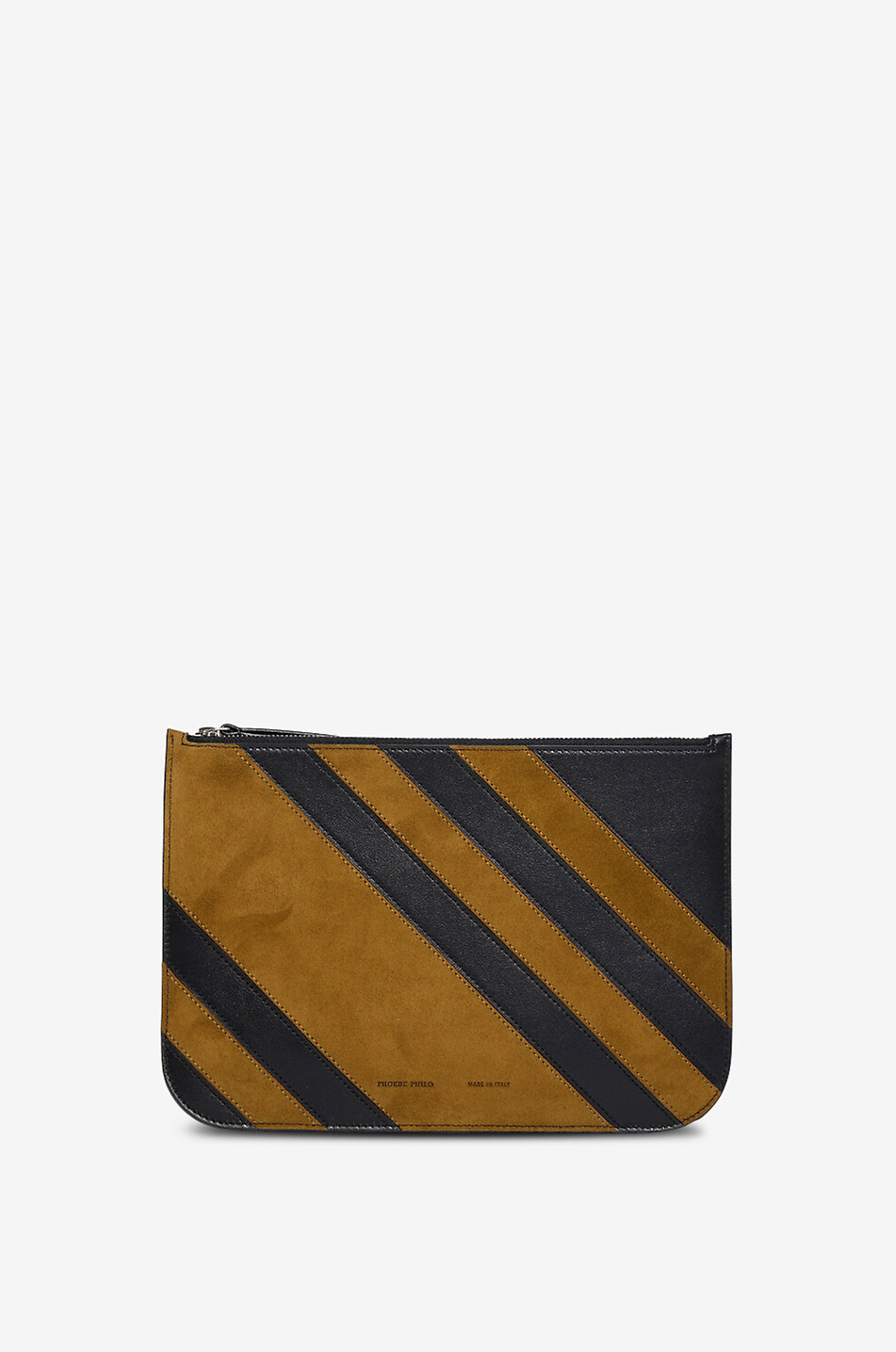 PHOEBE PHILO Pocket striped suede and leather pouch Women MULTI COLOURED 1