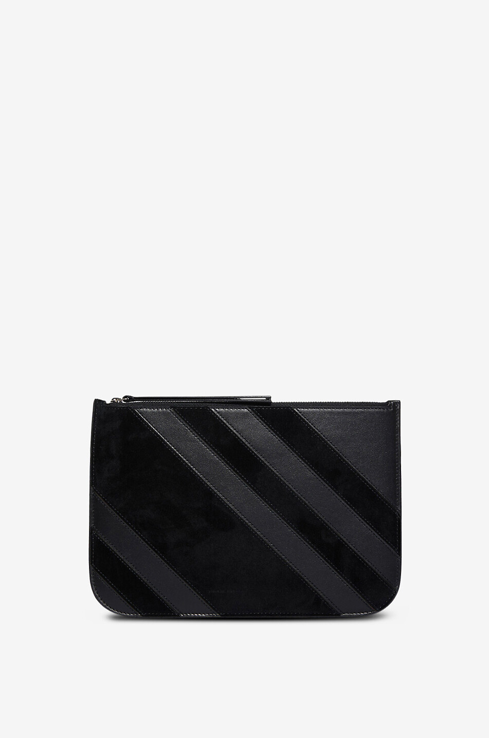 PHOEBE PHILO Pocket striped suede and leather pouch Women BLACK 1