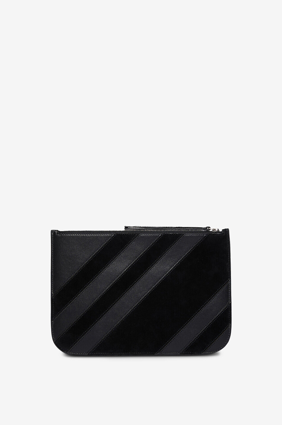PHOEBE PHILO Pocket striped suede and leather pouch Women BLACK 2
