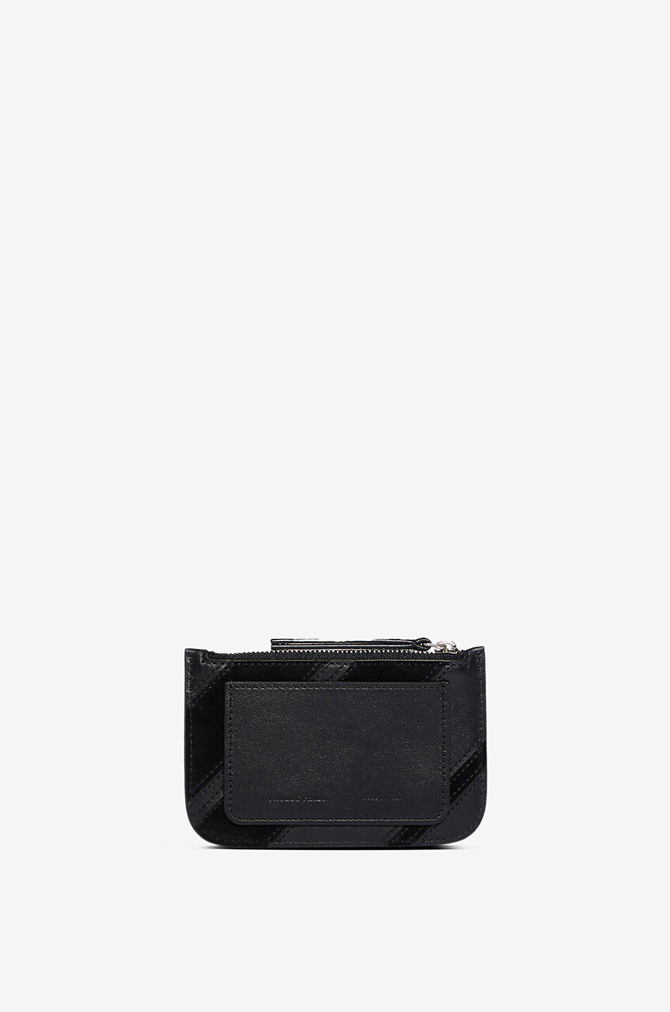 Pocket striped suede and leather card case - PHOEBE PHILO - BLACK