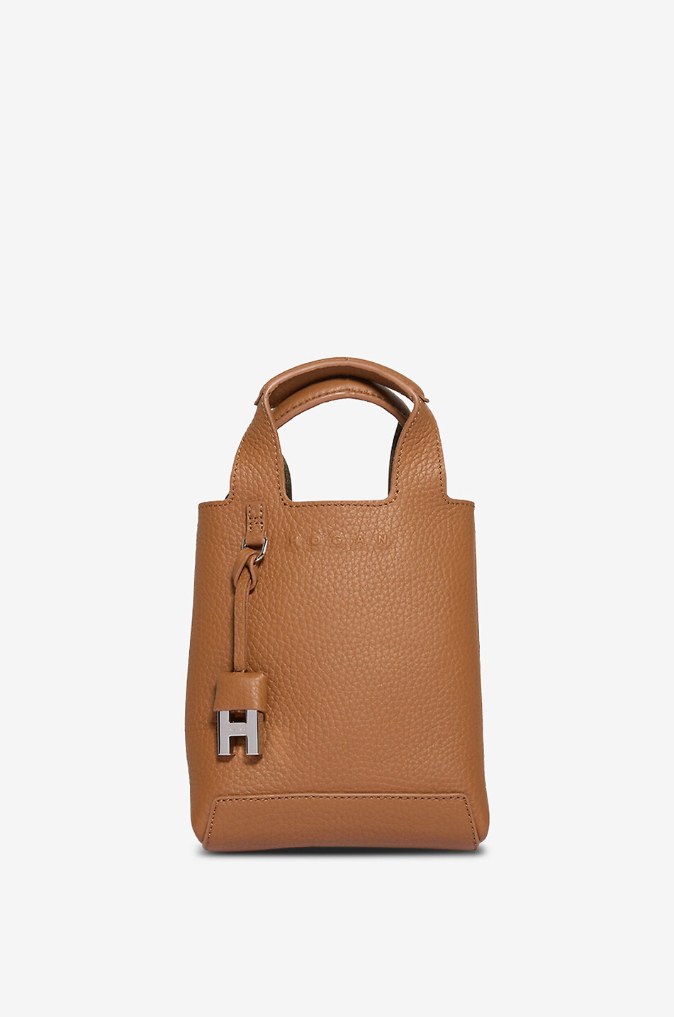 HOGAN Rechteckige Schultertasche aus genarbtem Leder Damen COGNAC 2