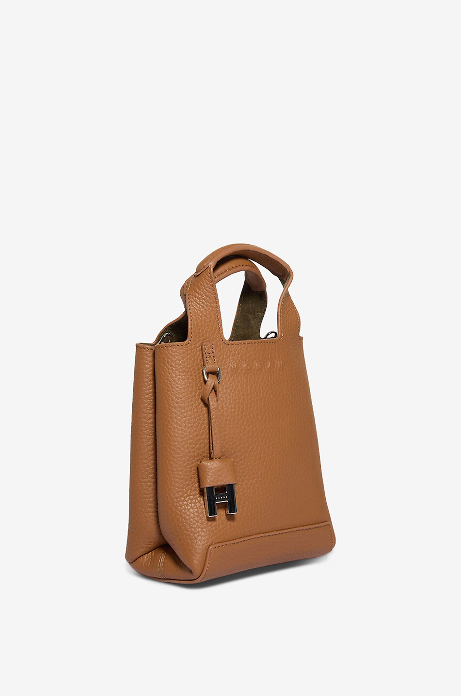 HOGAN Rechteckige Schultertasche aus genarbtem Leder Damen COGNAC 4