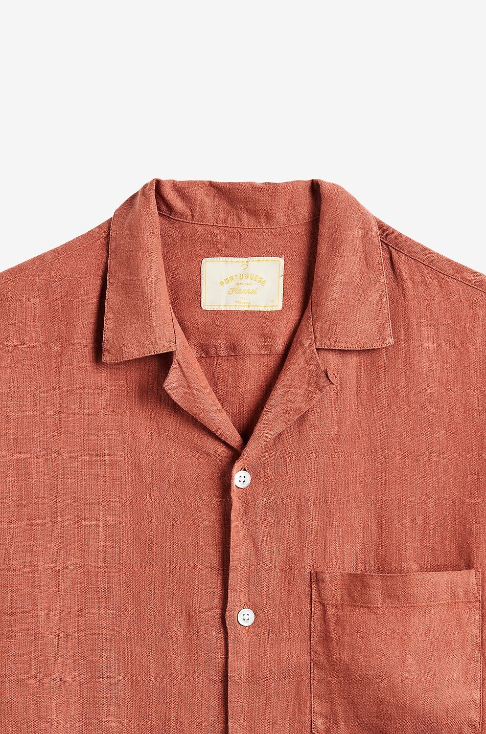 PORTUGUESE FLANNEL Hemd mit italienischem Kragen aus Leinen Linen Herren ORANGE 2