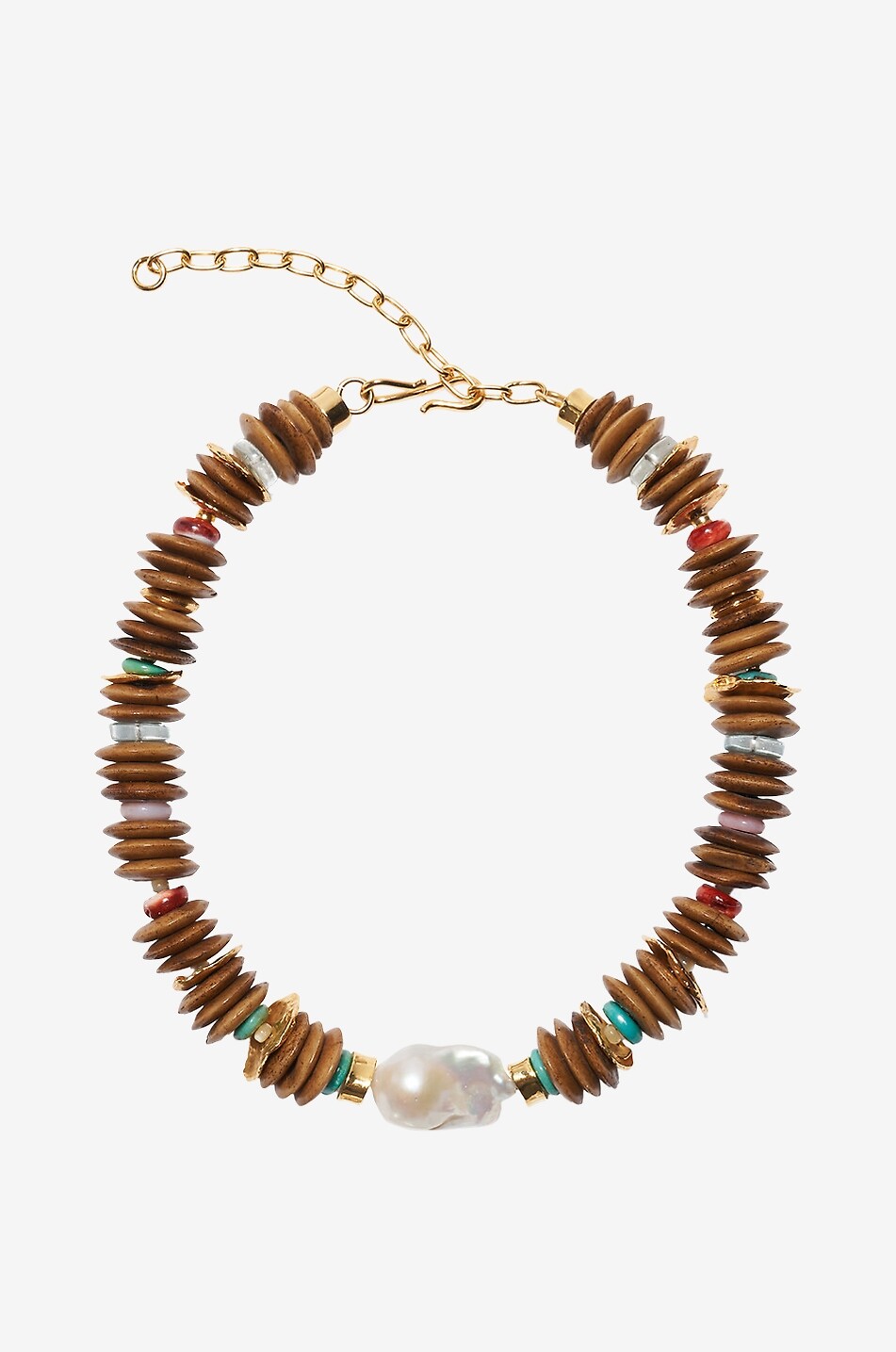 LIZZIE FORTUNATO Collier ras du cou en perles et pierres Kavos Collar Femme MARRON 1