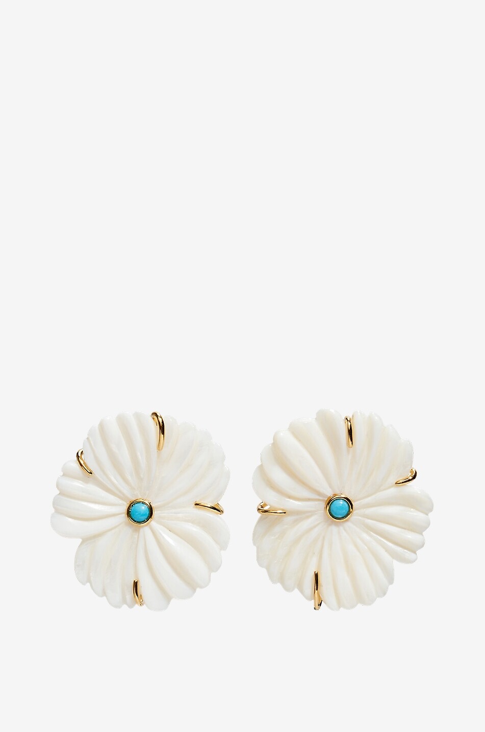 LIZZIE FORTUNATO Clous d'oreilles en nacre et turquoise New Bloom Femme BLANC 1