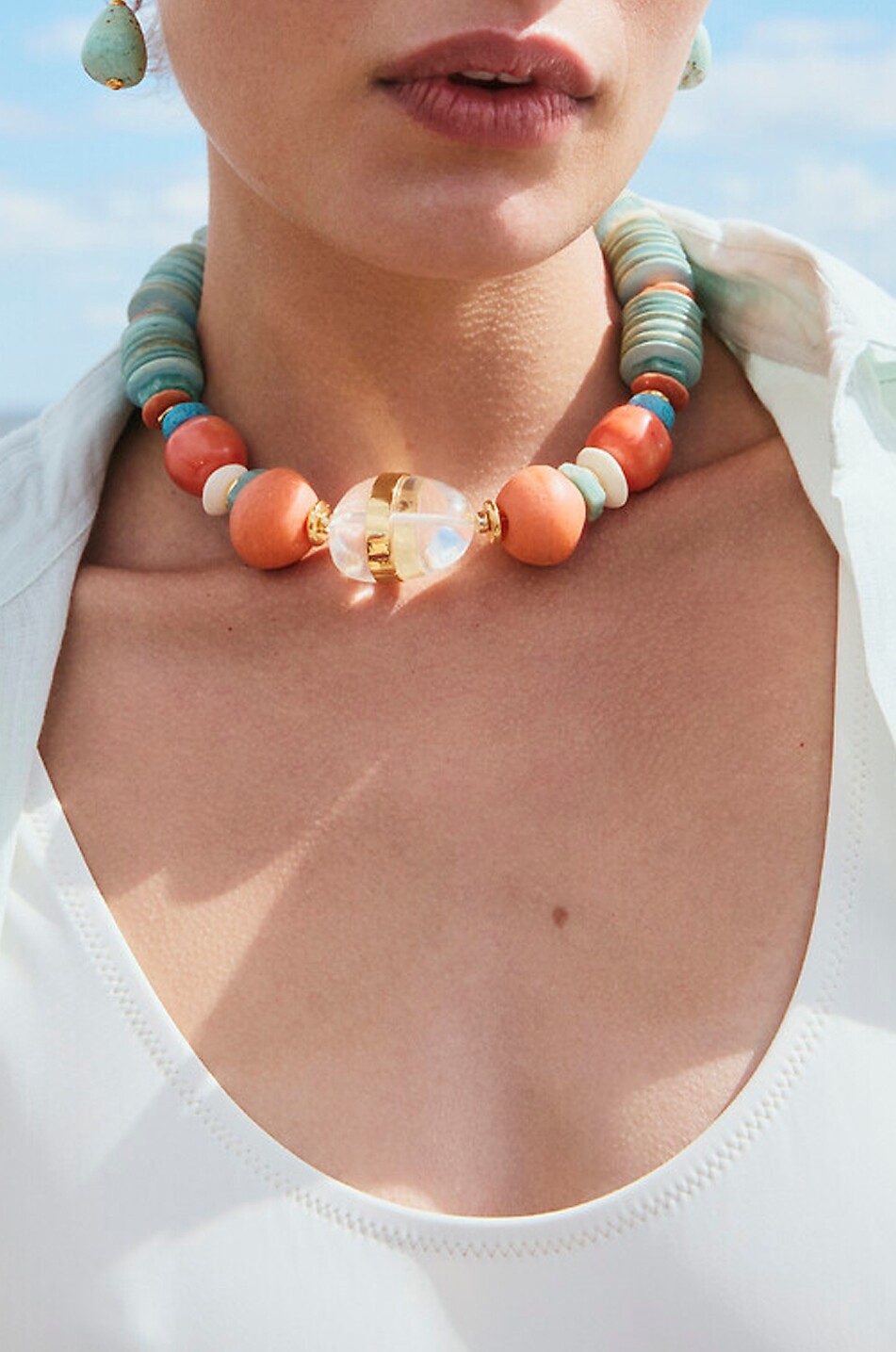 LIZZIE FORTUNATO Citrus Splash shel and turquoise drop earrings Women MULTI COLOURED 2