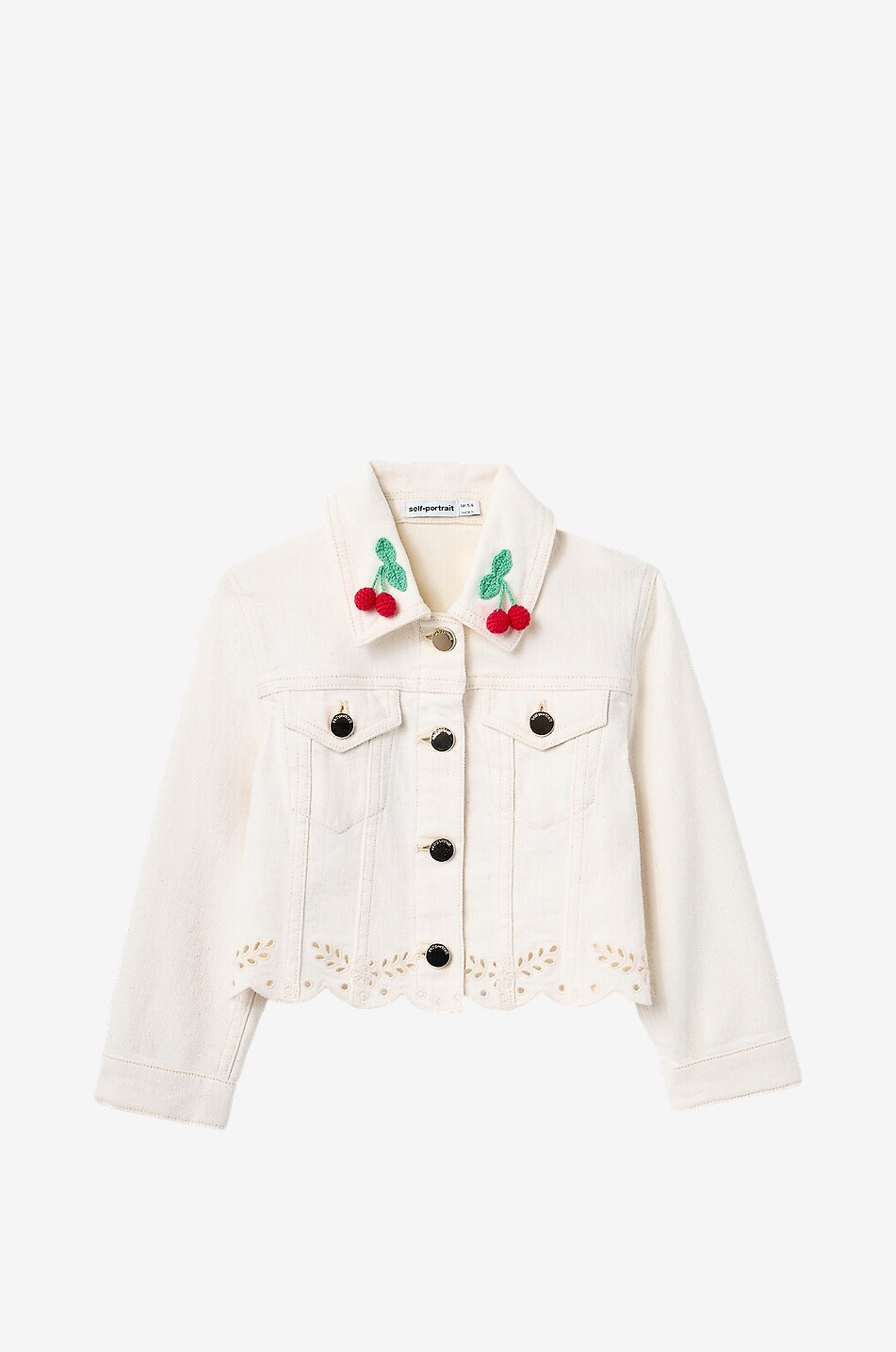 Kurze Mädchen-Jeansjacke mit Baumwollapplikation