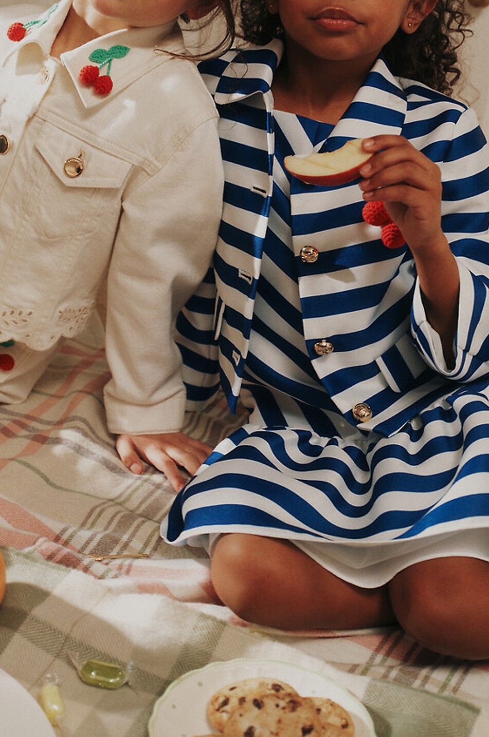 SELF PORTRAIT Kurze Mädchen-Jeansjacke mit Baumwollapplikation Mädchen CREMEFARBEN 3