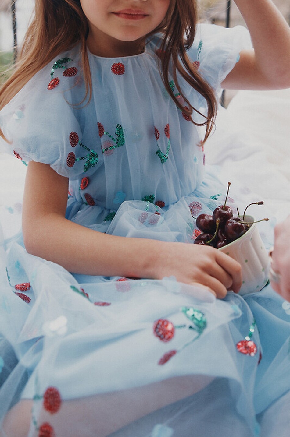 SELF PORTRAIT Mädchen-Kleid aus Tüll mit Pailletten Mädchen HELLBLAU 4