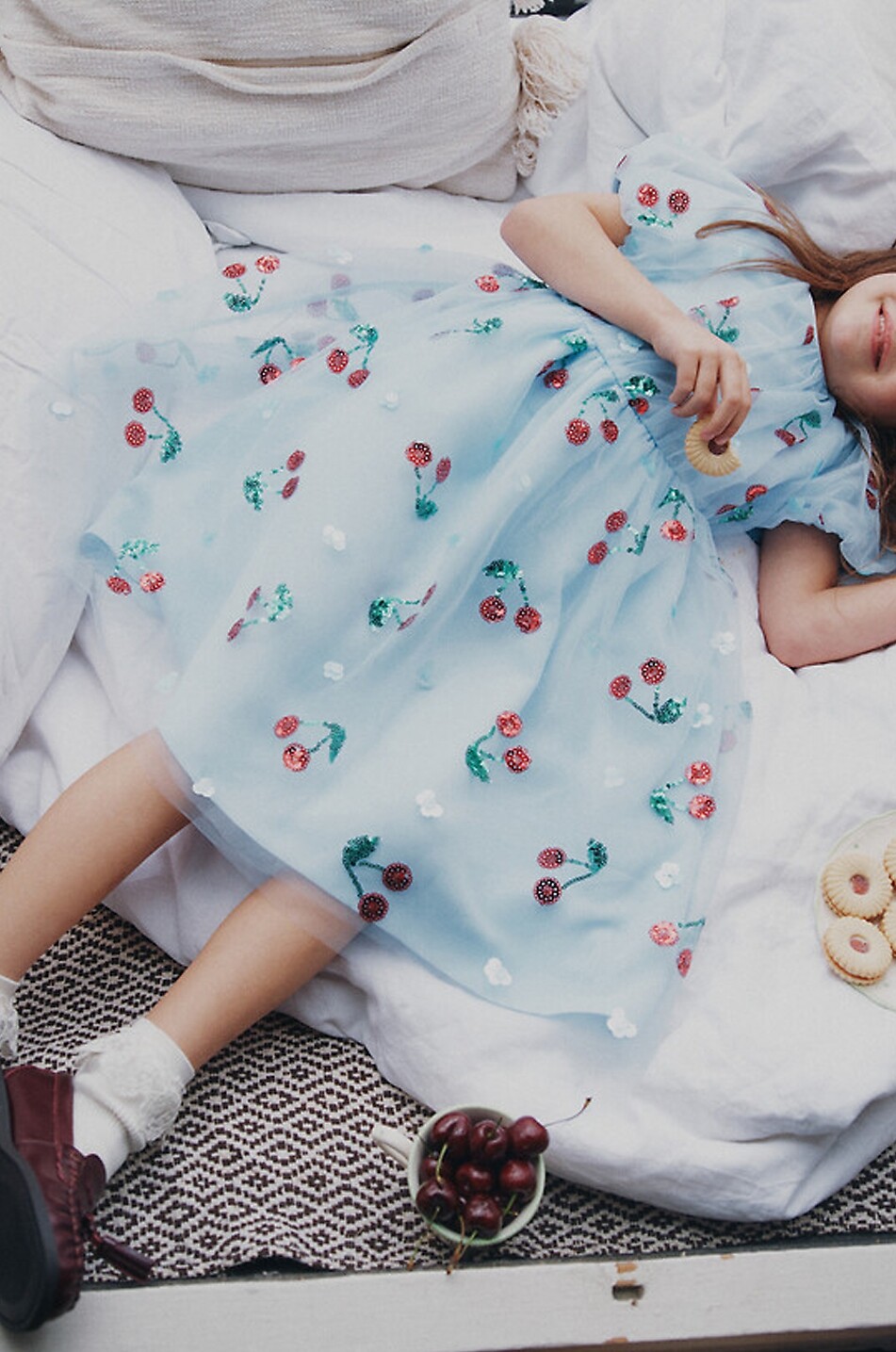 SELF PORTRAIT Mädchen-Kleid aus Tüll mit Pailletten Mädchen HELLBLAU 5