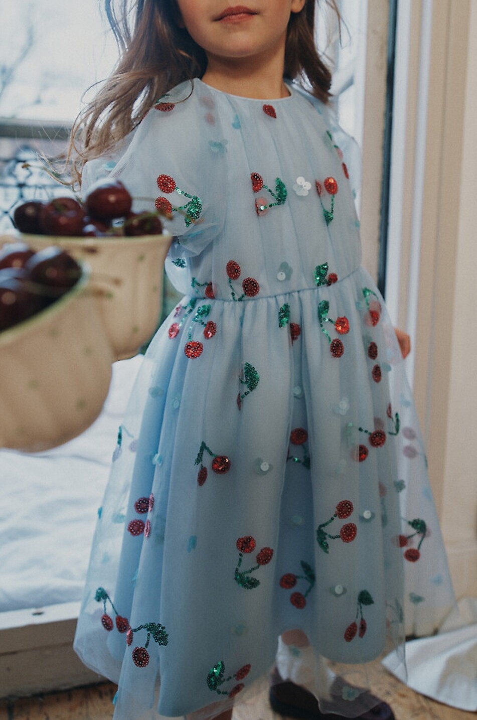 SELF PORTRAIT Mädchen-Kleid aus Tüll mit Pailletten Mädchen HELLBLAU 6