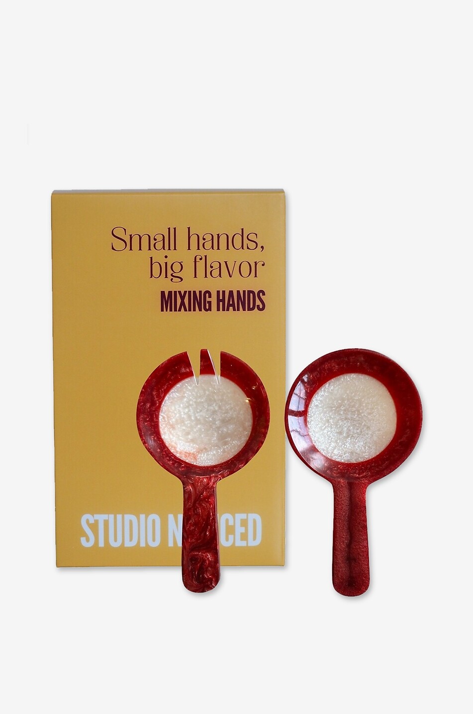 STUDIO NOTICED Mixing Hands round resin serving spoons Home DARK RED 2