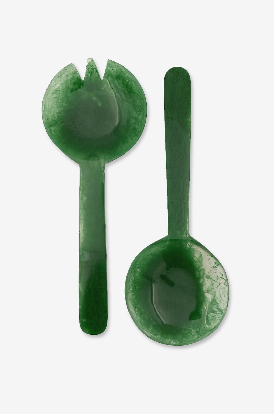 Couverts à salade en résine arrondis Green - 30 cm