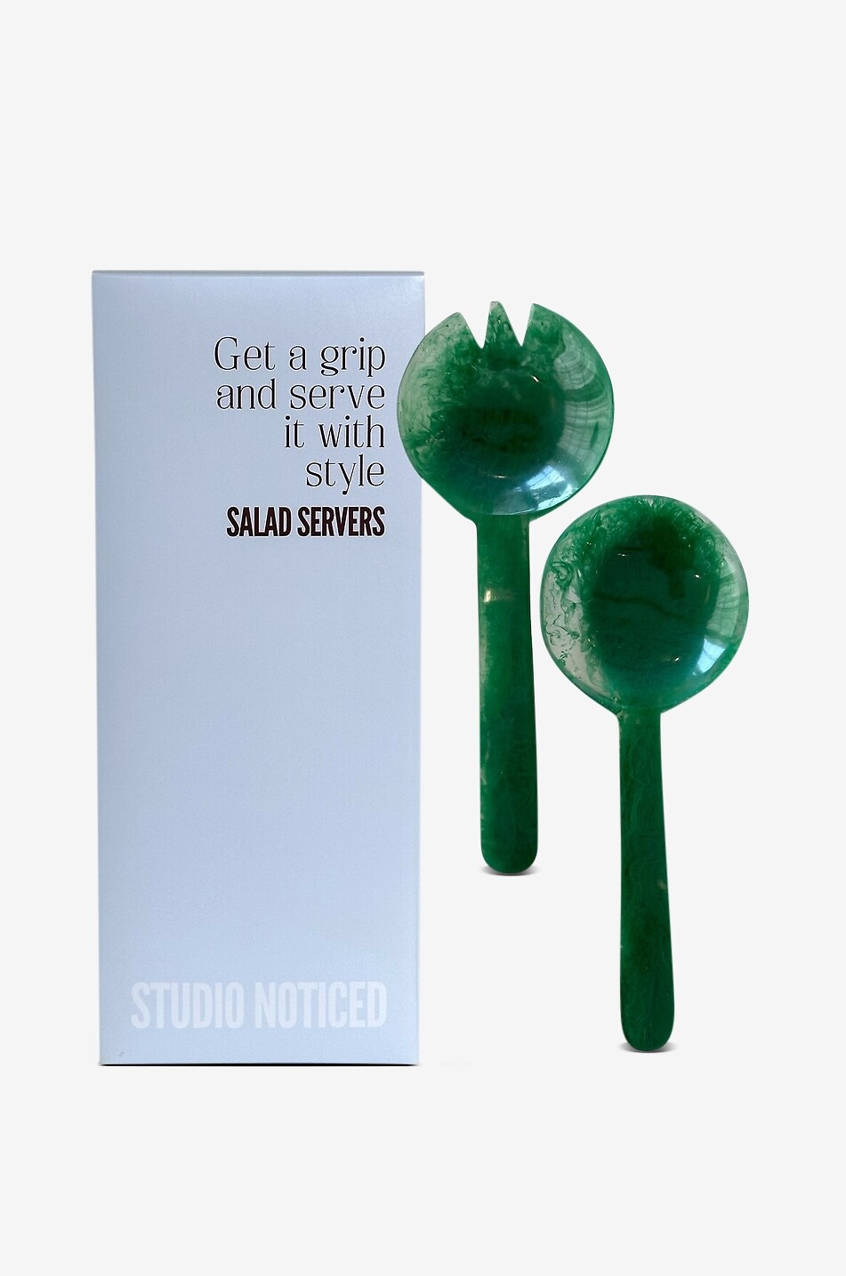 STUDIO NOTICED Couverts à salade en résine arrondis Green - 30 cm Maison VERT 2