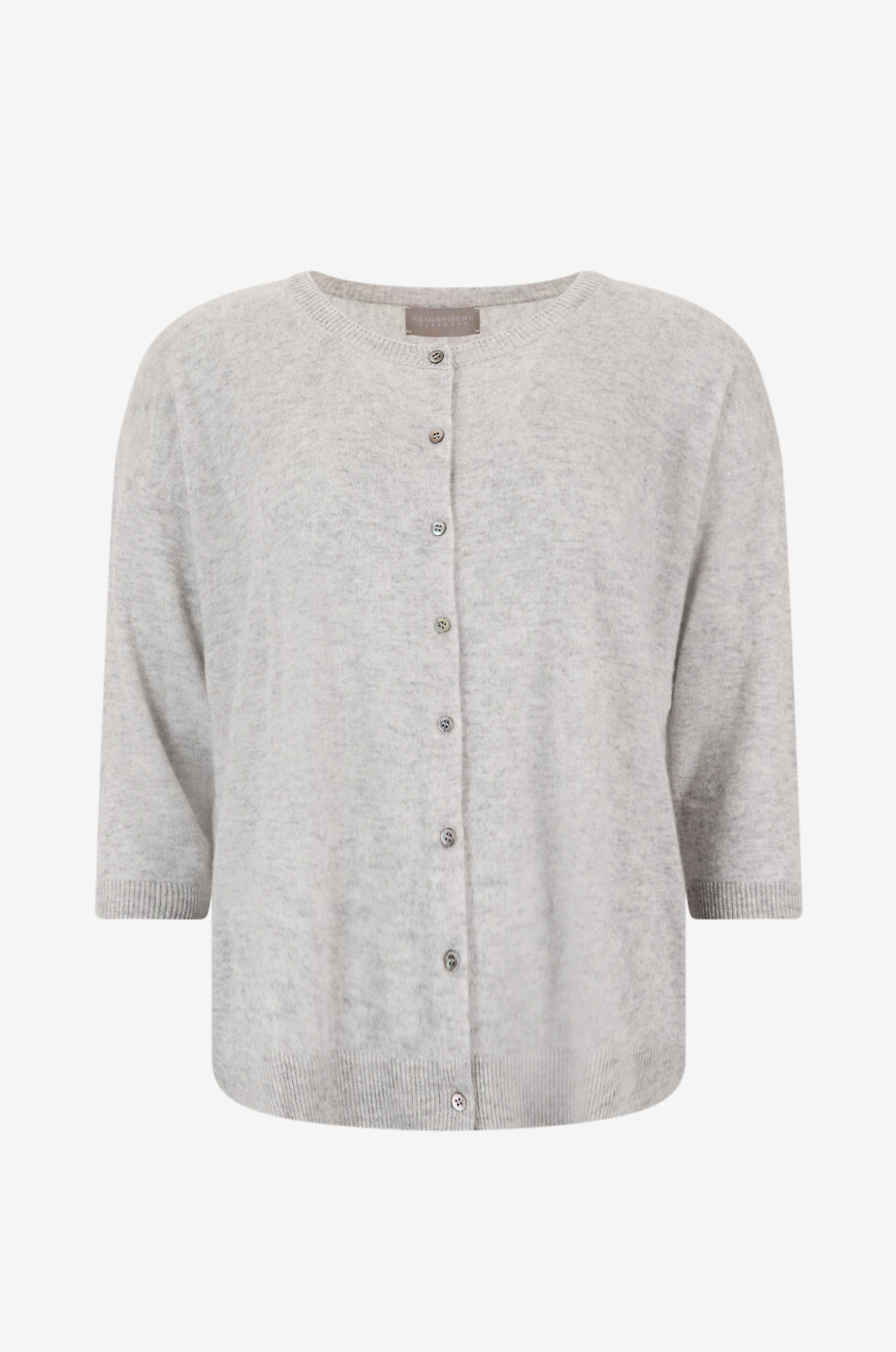 HEMISPHERE Cardigan mit Rundhalsausschnitt aus meliertem Kaschmir Damen HELLGRAU 1