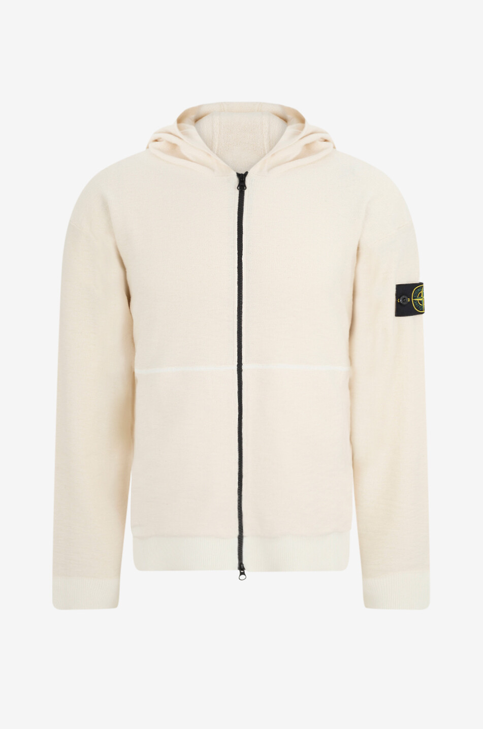 STONE ISLAND Sweat-shirt à capuche zippé en coton mélangé Homme BLANC CASSE 1