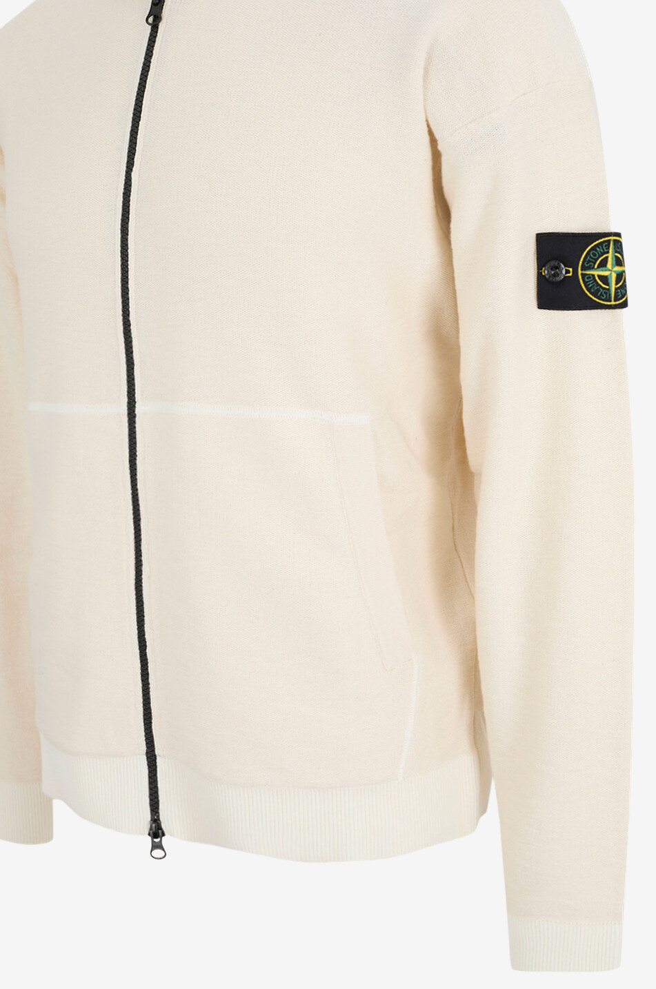 STONE ISLAND Sweat-shirt à capuche zippé en coton mélangé Homme BLANC CASSE 3