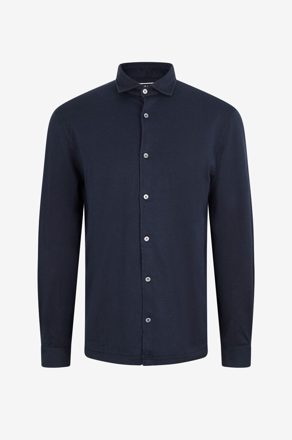 FEDELI Dusty Giza cotton jersey long-sleeved shirt Men DARK BLUE 1