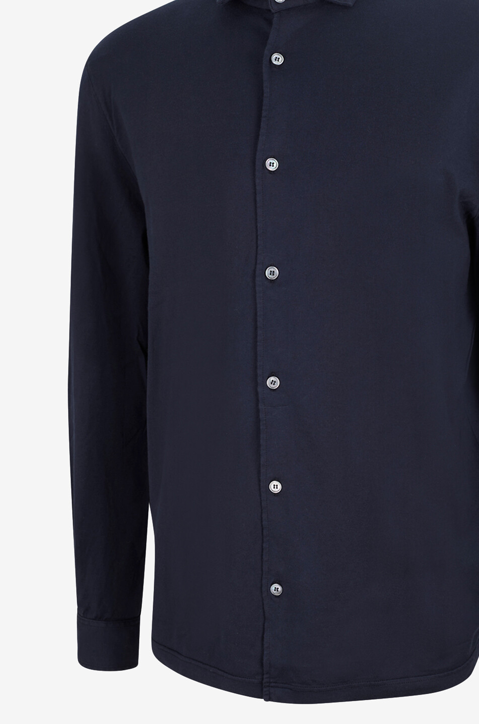 FEDELI Dusty Giza cotton jersey long-sleeved shirt Men DARK BLUE 3