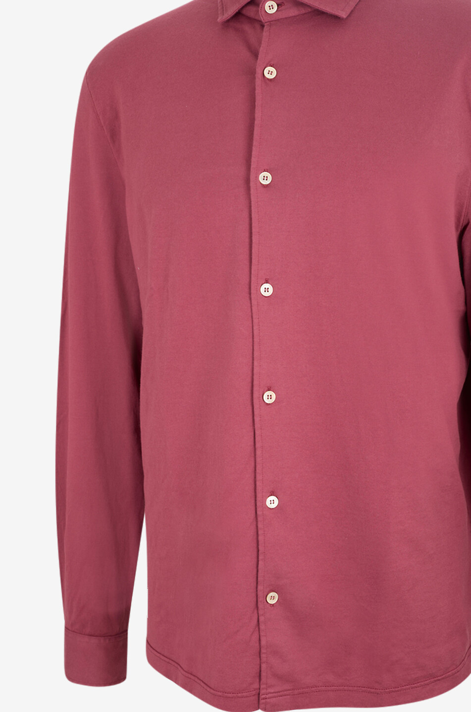 FEDELI Langarm-Hemd aus Baumwolljersey Giza Dusty Herren MITTELROT 3