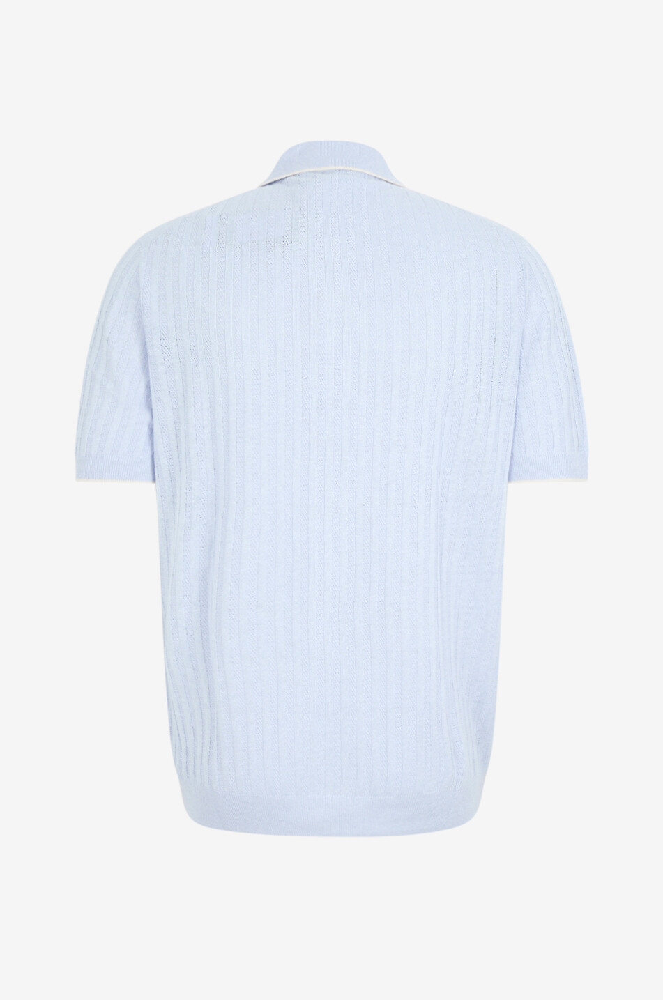 FEDELI Kurzarm-Strick-Polohemd mit Streifen Soul Herren HELLBLAU 2