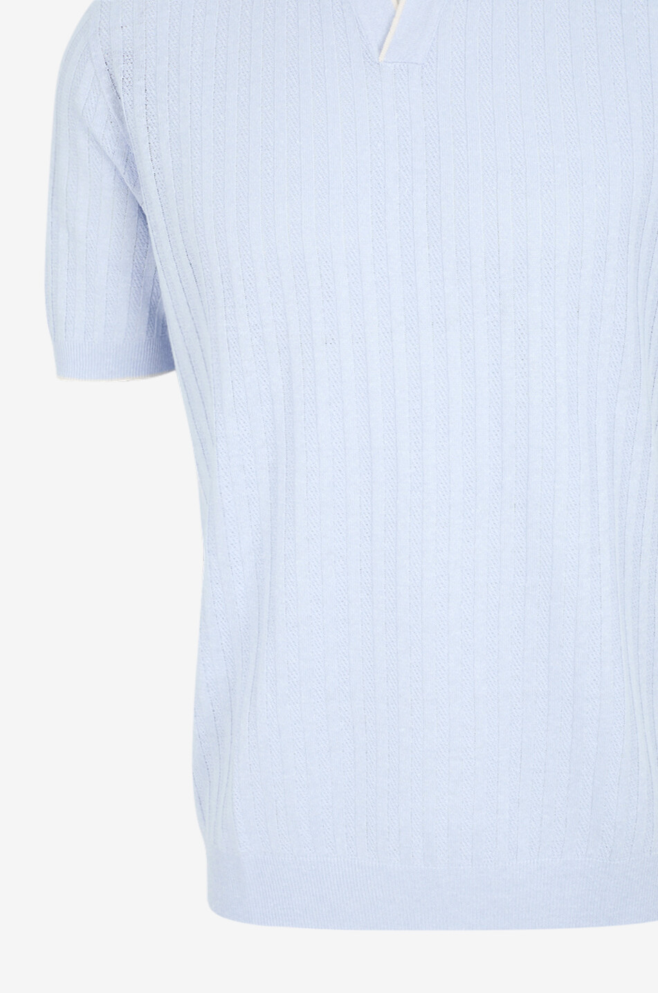 FEDELI Kurzarm-Strick-Polohemd mit Streifen Soul Herren HELLBLAU 3