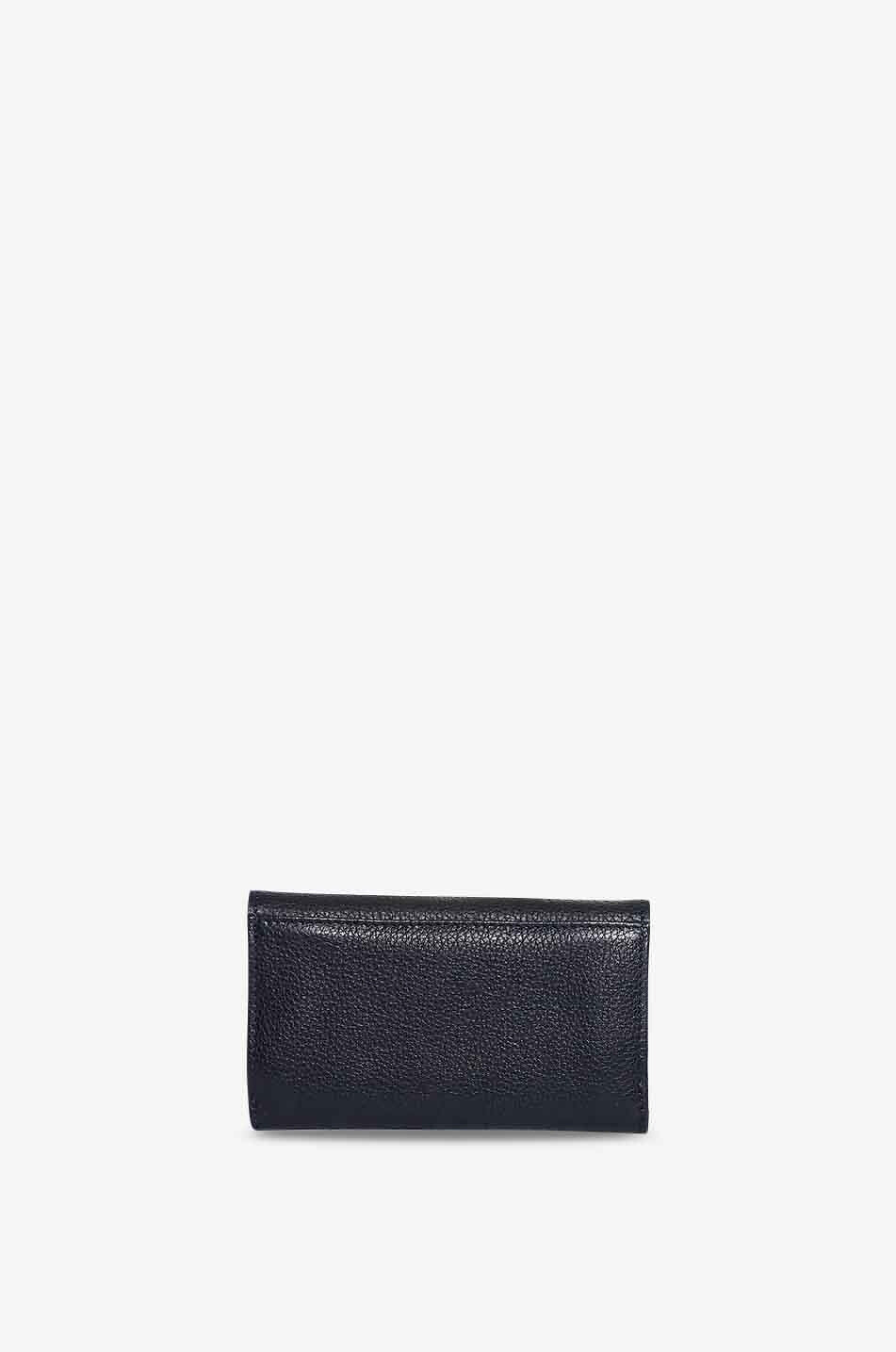 BERTHILLE Paris rectangular compact wallet in grained leather Women DARK BLUE 3