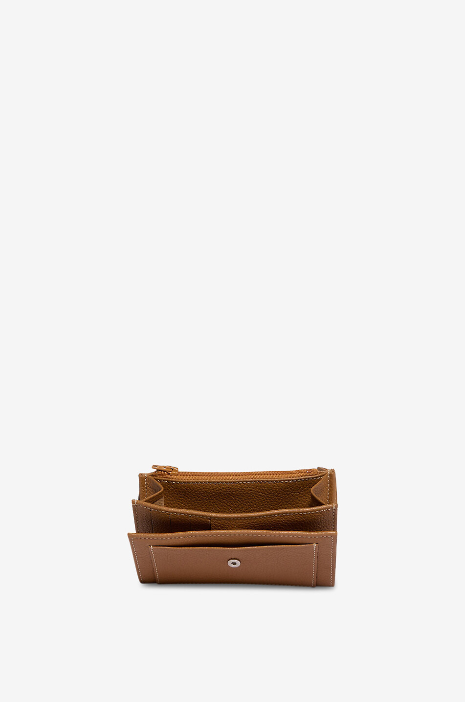 BERTHILLE Paris rectangular compact wallet in grained leather Women LIGHT BROWN 2