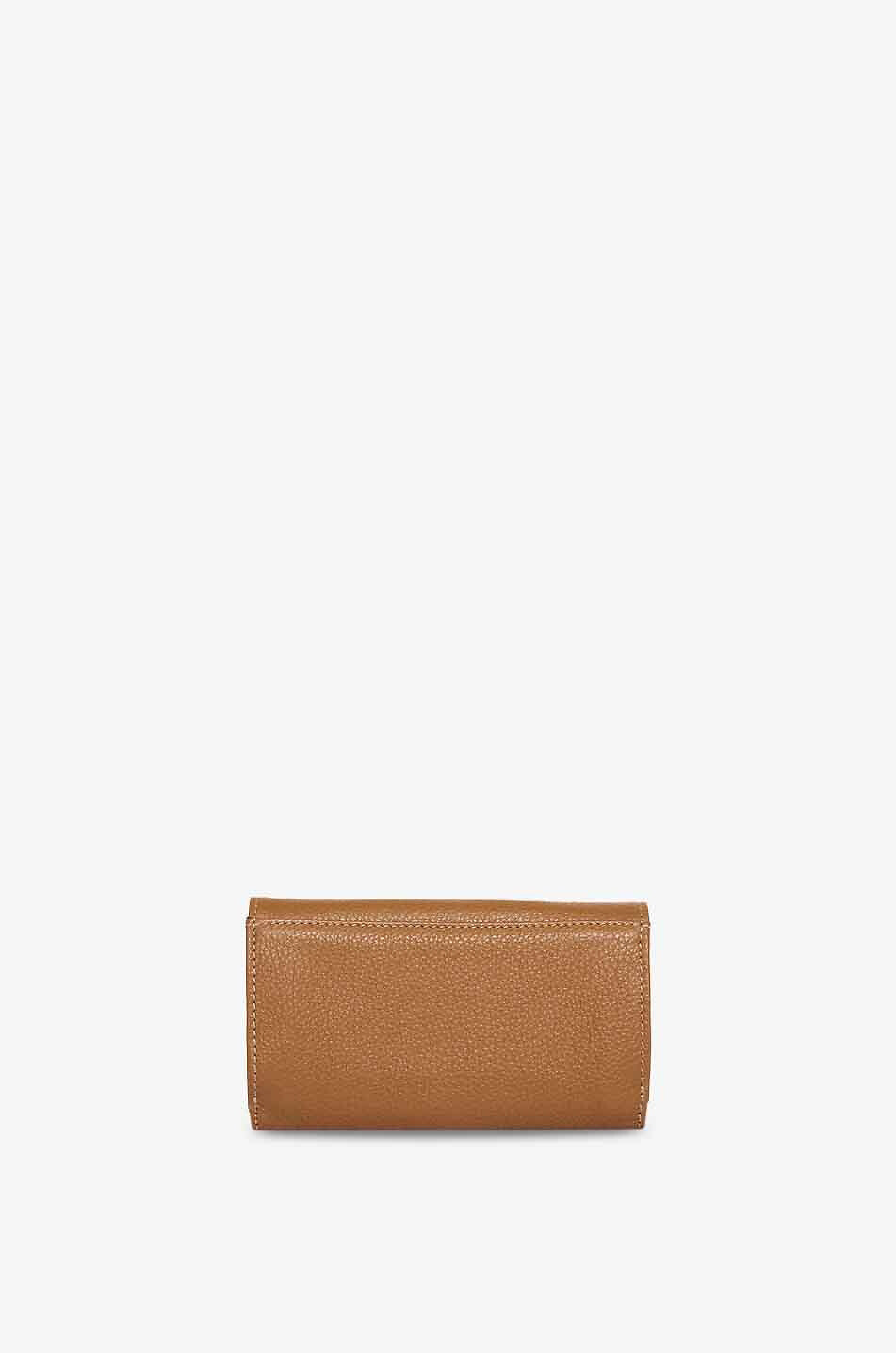 BERTHILLE Paris rectangular compact wallet in grained leather Women LIGHT BROWN 3