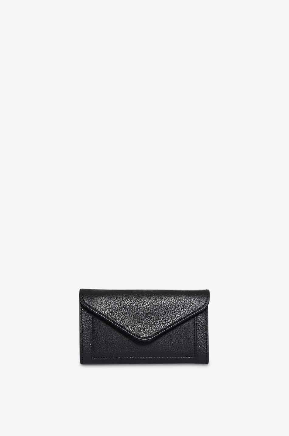 Paris rectangular compact wallet in grained leather
