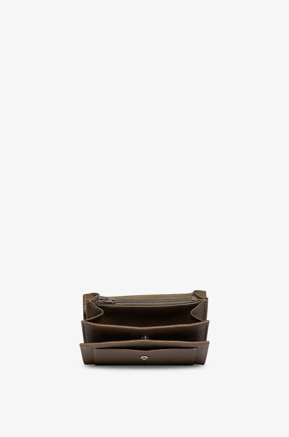 BERTHILLE Paris rectangular compact wallet in grained leather Women BROWN 2