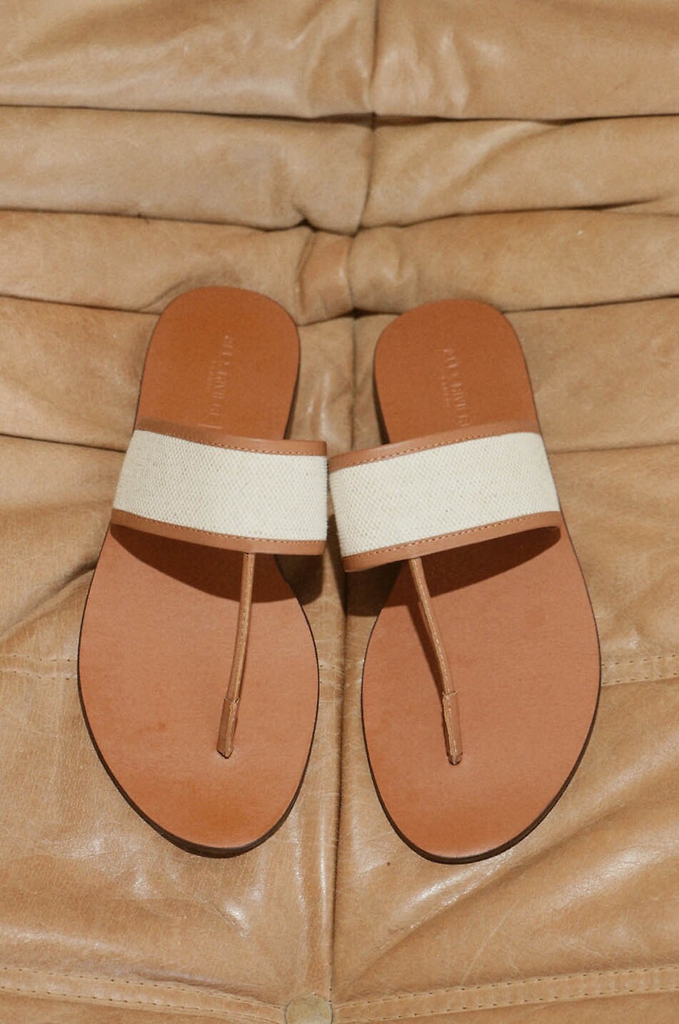 MANEBI Sandales en cuir et toile Femme MARRON 5